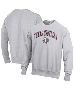 Champion Men's Heathered Gray Texas Southern Tigers Arch Over Logo Reverse Weave Pullover Sweatshirt