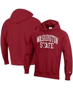 Champion Men's Crimson Washington State Cougars Team Arch Reverse Weave Pullover Hoodie
