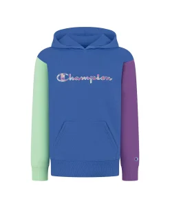 Champion Big Girls Multi Stripe Pattern Script Long Sleeve Hoodie Sweatshirt