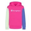 Champion Little Girls Multi Stripe Pattern Script Color Block Fleece Hoodie -Champion Online 22519334 fpx