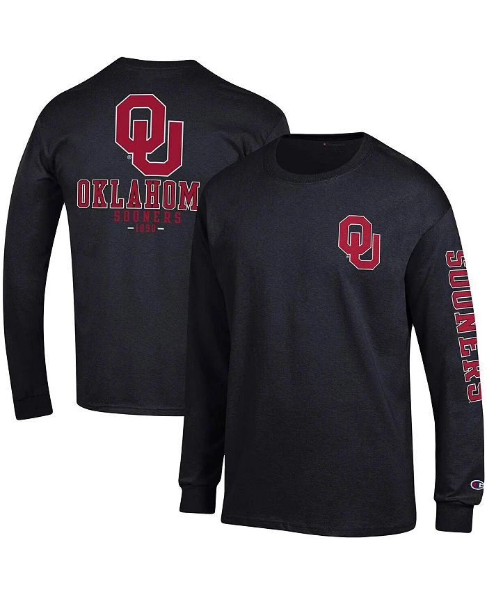 Champion Men's Black Oklahoma Sooners Team Stack Long Sleeve T-shirt 3 Champion Men's Black Oklahoma Sooners Team Stack Long Sleeve T-shirt