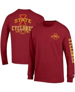 Champion Men's Cardinal Iowa State Cyclones Team Stack Long Sleeve T-shirt