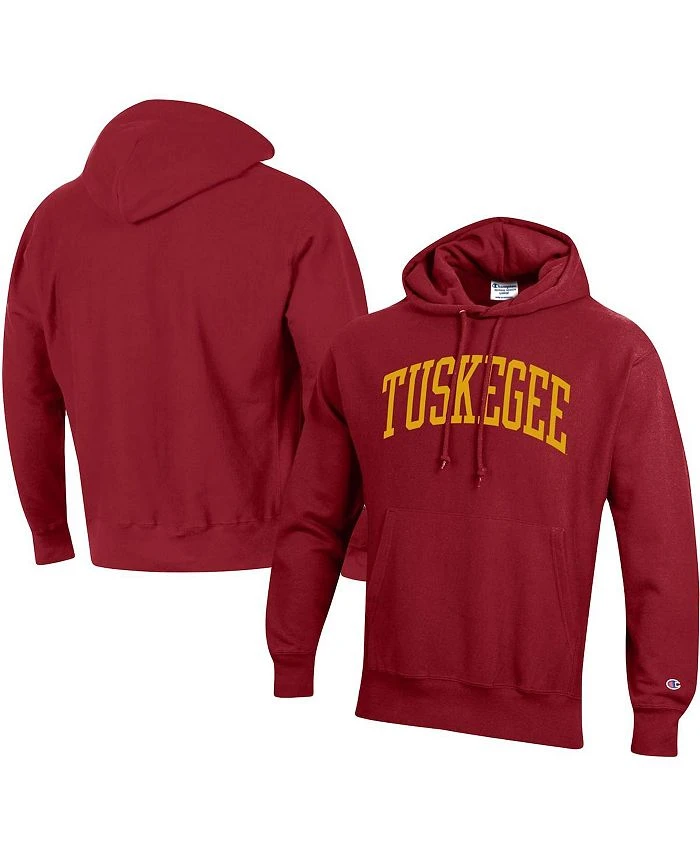 Champion Men's Crimson Tuskegee Golden Tigers Tall Arch Pullover Hoodie 3 Champion Men's Crimson Tuskegee Golden Tigers Tall Arch Pullover Hoodie