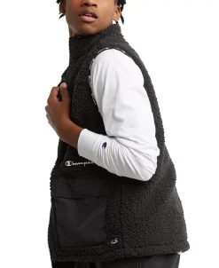 Champion Men's Cozy Standard-Fit Mixed-Media Plush Fleece Vest -Champion Online 22864774 fpx