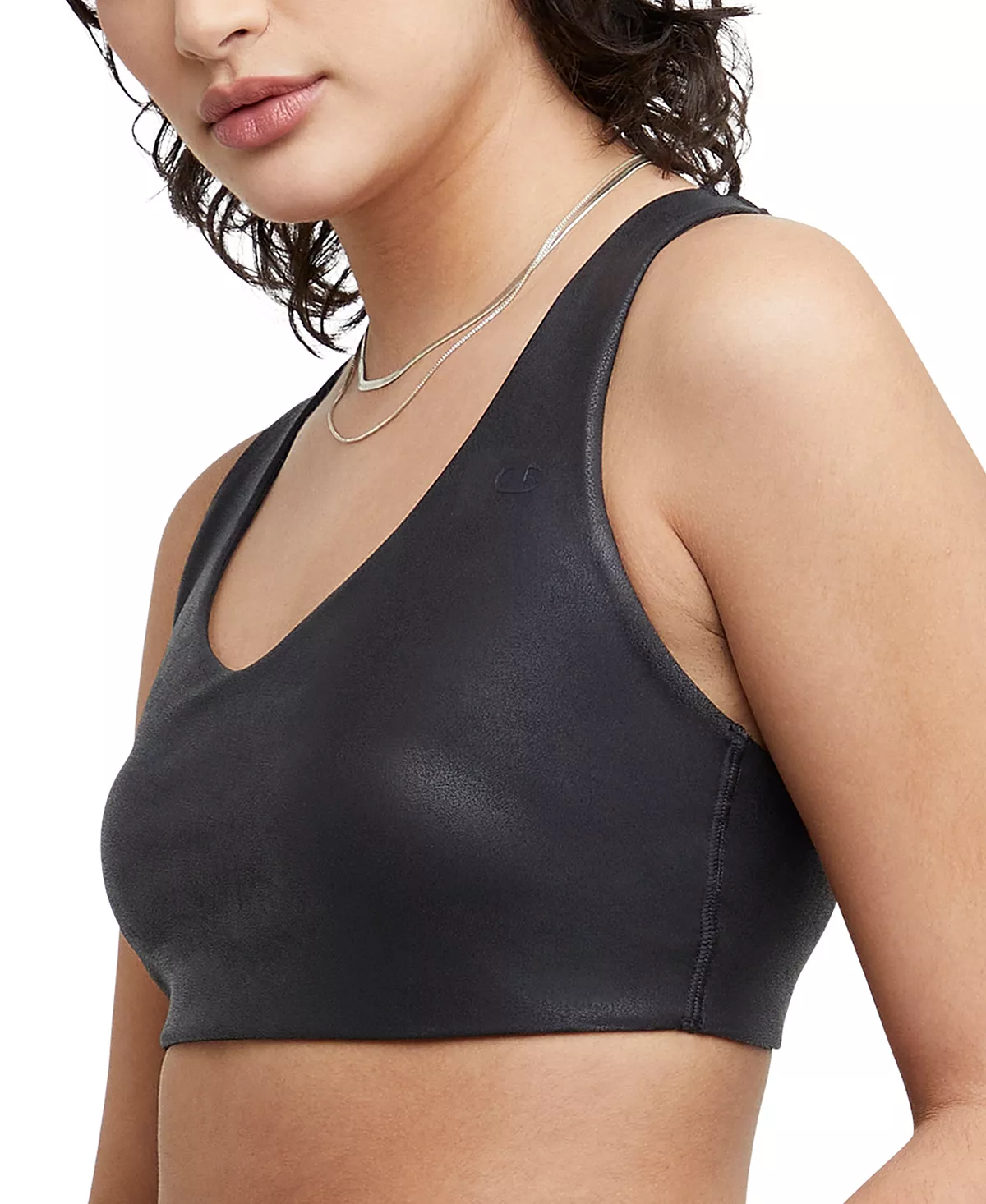 Champion Women's Soft Touch Faux-Leather Low-Impact Sports Bra 5 Champion Women's Soft Touch Faux-Leather Low-Impact Sports Bra - Image 3