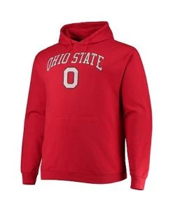 Champion Men's Scarlet Ohio State Buckeyes Big And Tall Arch Over Logo Powerblend Pullover Hoodie -Champion Online 23403155 fpx