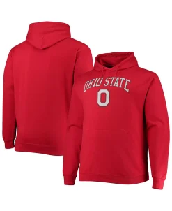 Champion Men's Scarlet Ohio State Buckeyes Big And Tall Arch Over Logo Powerblend Pullover Hoodie -Champion Online 23403156 fpx