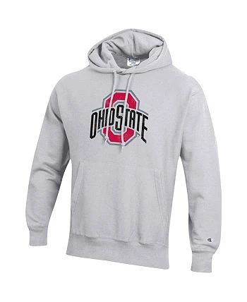 Champion Men's Heathered Gray Ohio State Buckeyes Vault Logo Reverse Weave Pullover Hoodie 4 Champion Men's Heathered Gray Ohio State Buckeyes Vault Logo Reverse Weave Pullover Hoodie - Image 2