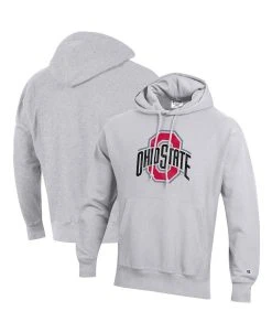 Champion Men's Heathered Gray Ohio State Buckeyes Vault Logo Reverse Weave Pullover Hoodie