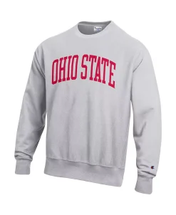 Champion Men's Heathered Gray Ohio State Buckeyes Arch Reverse Weave Pullover Sweatshirt -Champion Online 23408833 fpx