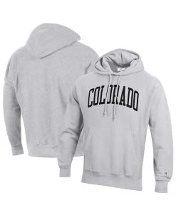 Champion Men's Heathered Gray Colorado Buffaloes Team Arch Reverse Weave Pullover Hoodie