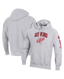 Champion Men's Heather Gray Detroit Red Wings Reverse Weave Pullover Hoodie -Champion Online 23662604 fpx