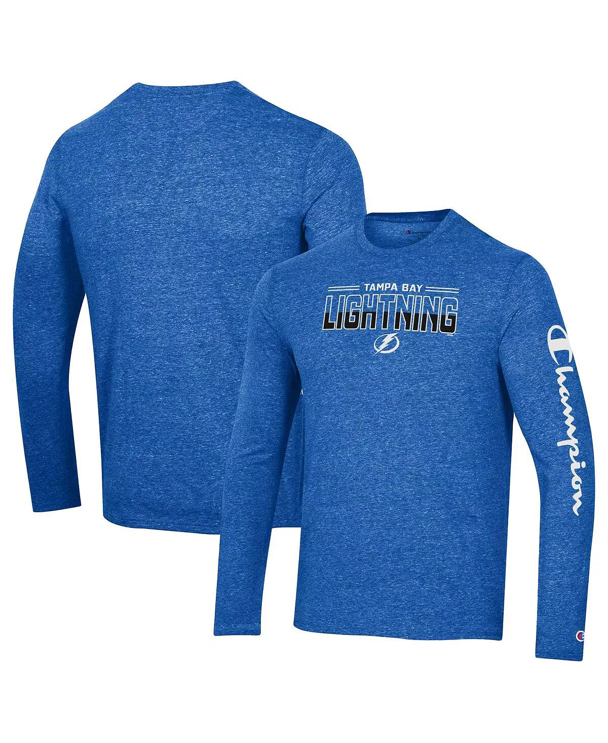 Champion Men's Heather Royal Tampa Bay Lightning Tri-Blend Long Sleeve T-shirt 6 Champion Men's Heather Royal Tampa Bay Lightning Tri-Blend Long Sleeve T-shirt - Image 4