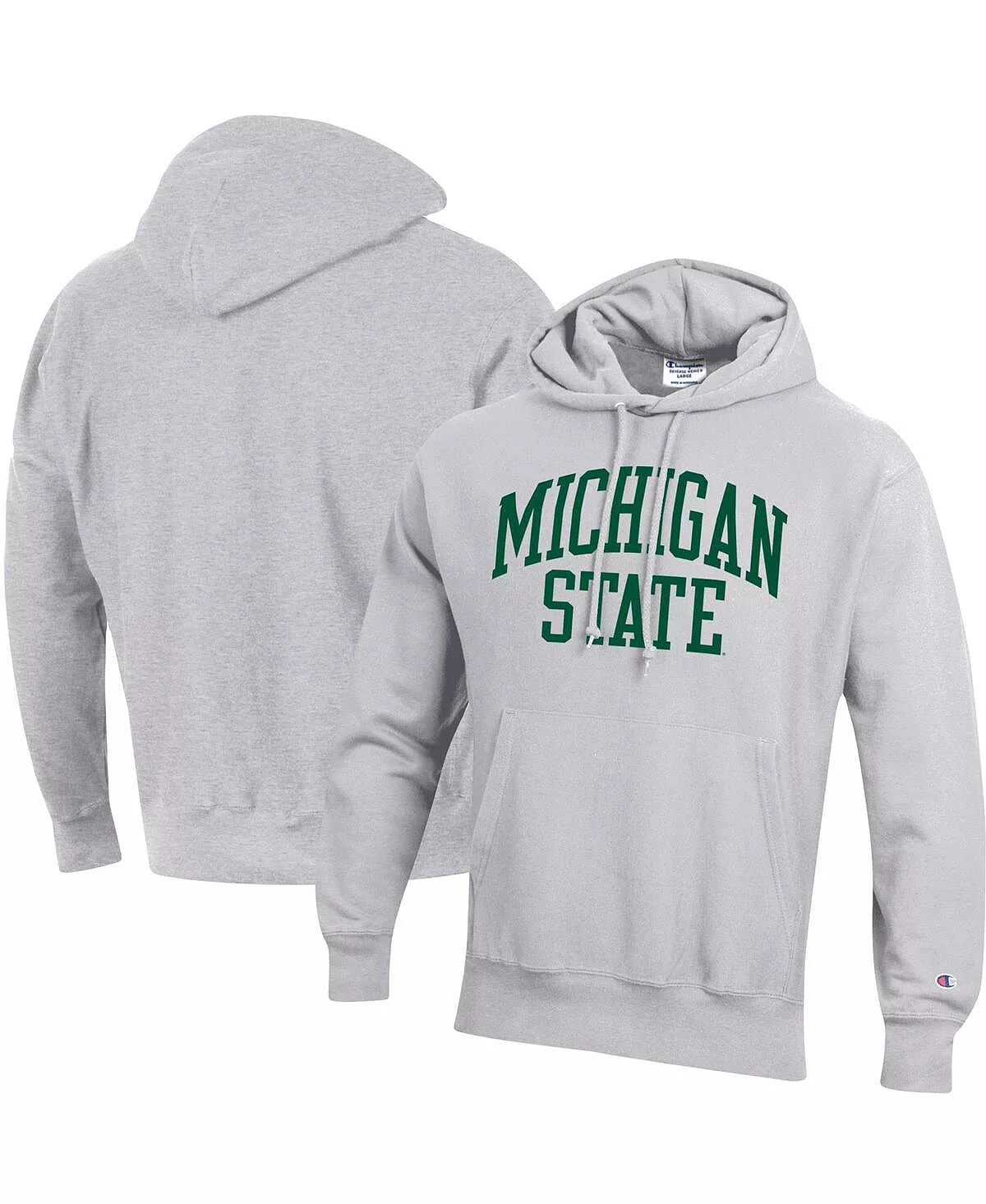 Champion Men's Heathered Gray Michigan State Spartans Team Arch Reverse Weave Pullover Hoodie 6 Champion Men's Heathered Gray Michigan State Spartans Team Arch Reverse Weave Pullover Hoodie - Image 4