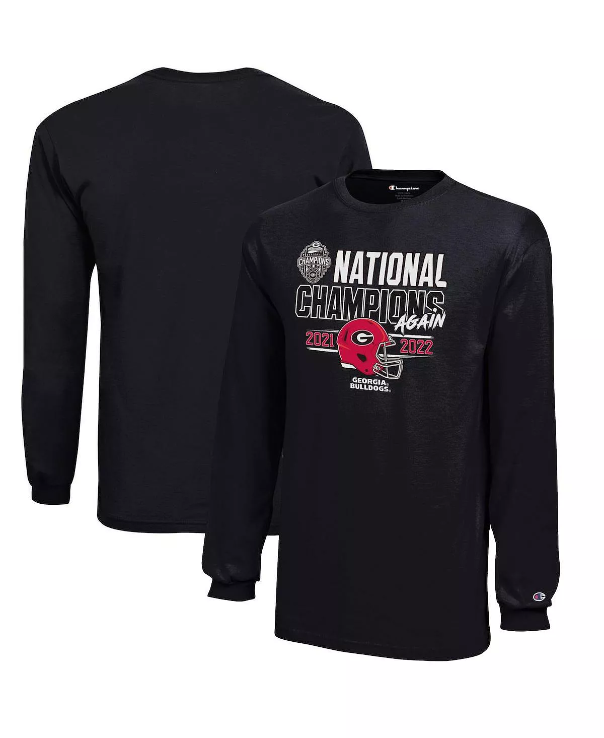 Youth Boys Black Georgia Bulldogs Back-To-Back College Football Playoff National Champions Again Long Sleeve T-shirt 6 Youth Boys Black Georgia Bulldogs Back-To-Back College Football Playoff National Champions Again Long Sleeve T-shirt - Image 4