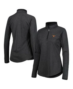Champion Women's Heathered Black Texas Longhorns Core Raglan Quarter-Zip Jacket