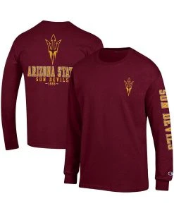 Champion Men's Maroon Arizona State Sun Devils Team Stack Long Sleeve T-shirt