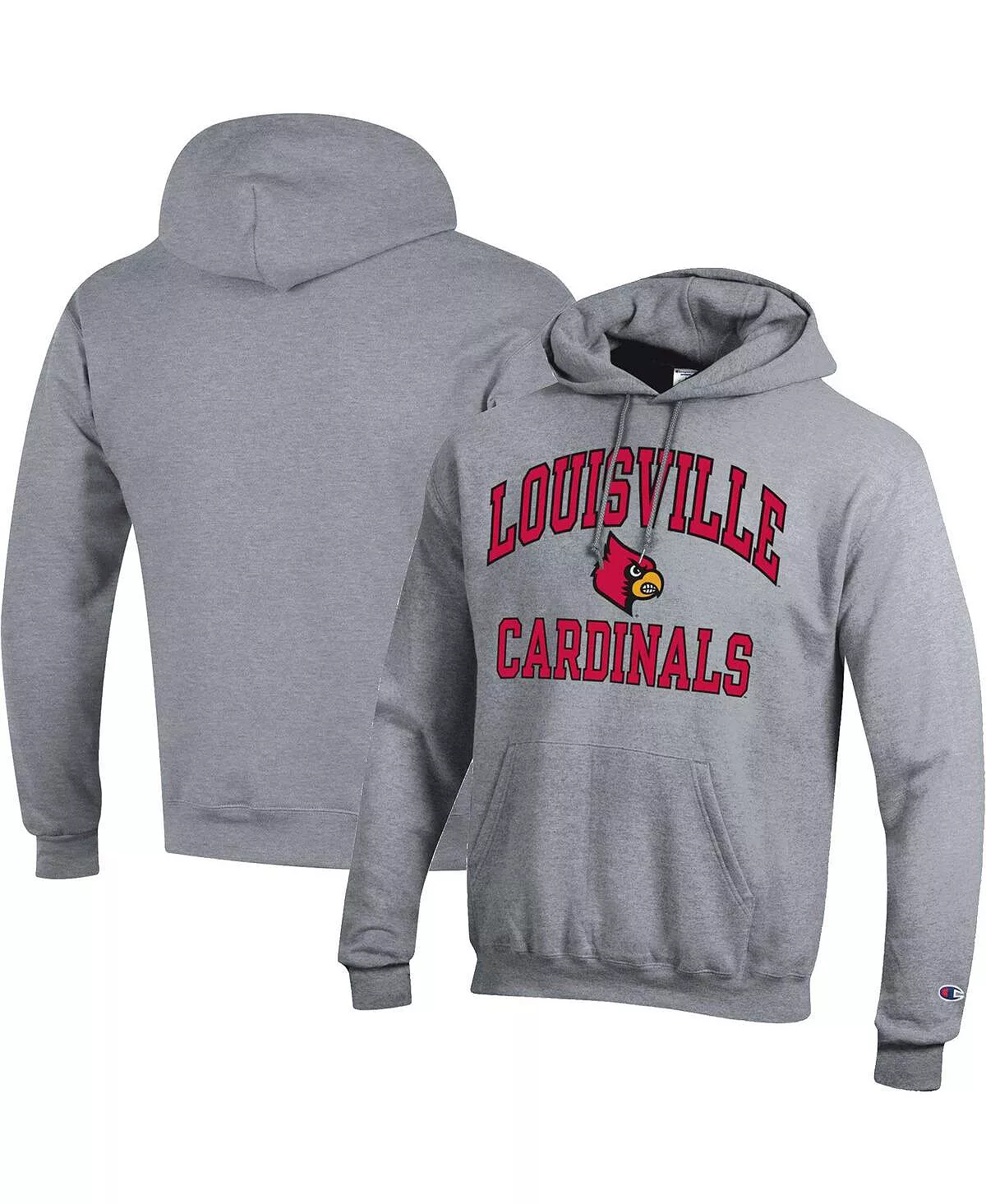 Champion Men's Heather Gray Louisville Cardinals High Motor Pullover Hoodie 4 Champion Men's Heather Gray Louisville Cardinals High Motor Pullover Hoodie - Image 2