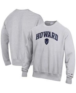 Champion Men's Heathered Gray Howard Bison Arch Over Logo Reverse Weave Pullover Sweatshirt