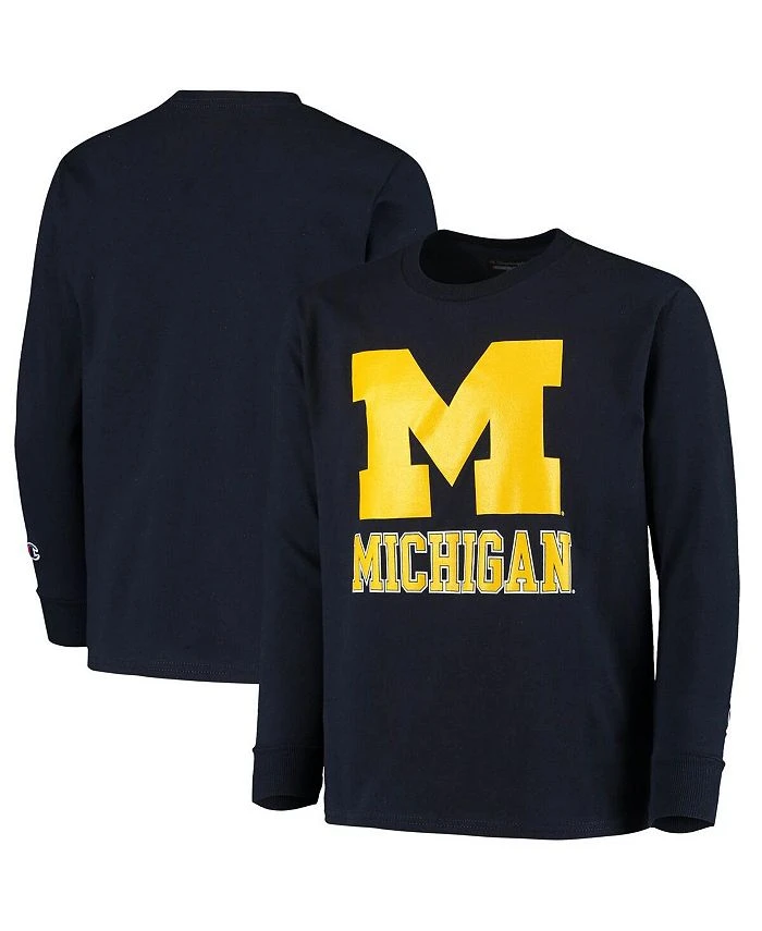 Champion Youth Boys And Girls Navy Michigan Wolverines Lockup Long Sleeve T-shirt 3 Champion Youth Boys And Girls Navy Michigan Wolverines Lockup Long Sleeve T-shirt