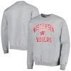 Champion Men's Heather Gray Wisconsin Badgers High Motor Pullover Sweatshirt -Champion Online 24023985 fpx
