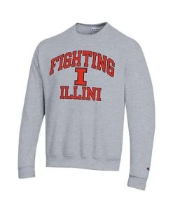 Champion Men's Heather Gray Illinois Fighting Illini High Motor Pullover Sweatshirt -Champion Online 24027665 fpx